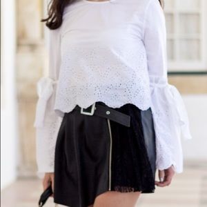 Zara Floral Embroidered Blouse with Bell Sleeves